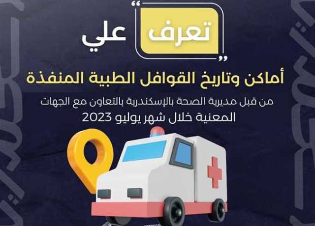 «صحة الإسكندرية» تعلن خطة قوافل شهر يوليو 2023 (تفاصيل)