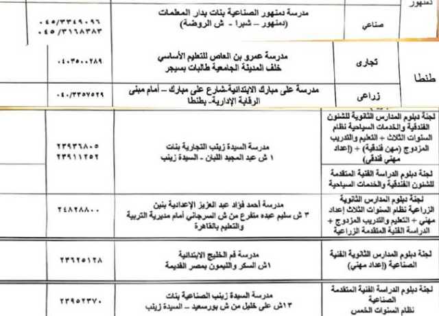 تعليم كفر الشيخ يعلن عن فتح ظلمات الثانوية الدبلومات الفنية ولجان تلقي الطلبات