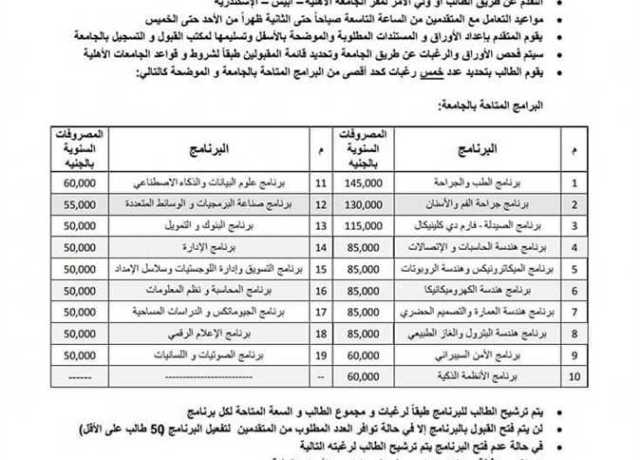 جامعة الإسكندرية الأهلية تعلن فتح باب التقديم للالتحاق بـ19 برنامجًا دراسيًا 2023-2024 (تفاصيل)