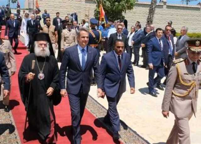 بابا الروم الأرذوسكس يلتقى رئيس وزراء اليونان مام النصب التذكارى لضحايا معركة العلمين (صور)