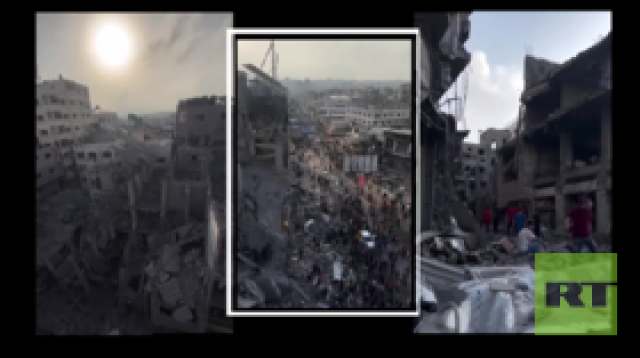شاهد.. قصف إسرائيلي يخلف دمارا هائلا بمخيم النصيرات وسط قطاع غزة (فيديو)
