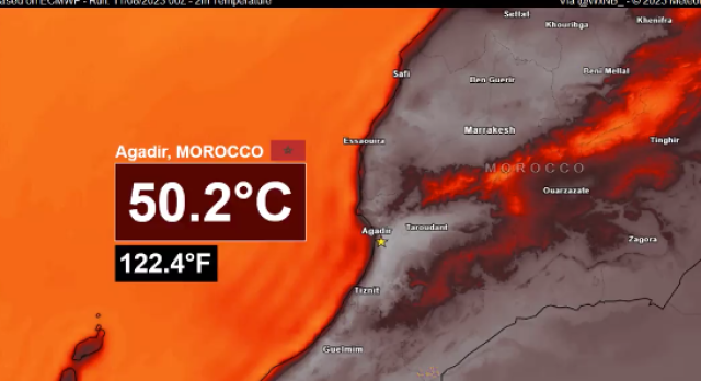 المغرب يسجل لأول مرة درجات حرارة قياسية بلغت 50 درجة ستستمر لأسبوع آخر