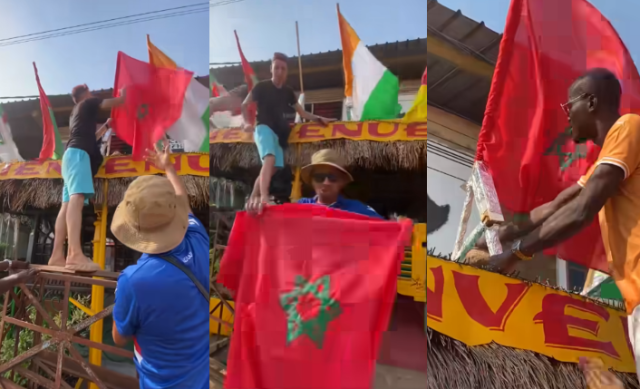 نجمة داود على العلم المغربي في الكوت ديفوار و مشجعون يطالبون بتدخل السفير