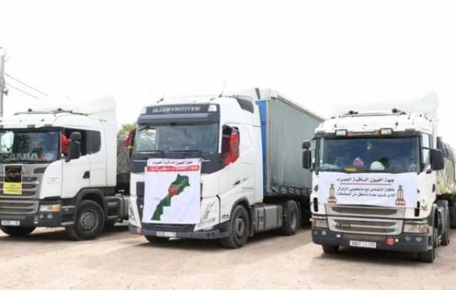 أكبر موكب للشاحنات قادم من أقاليم الصحراء المغربية للتضامن مع ضحايا زلزال الحوز