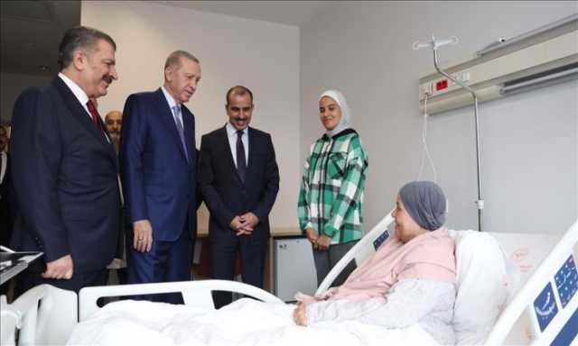 أردوغان يزور مرضى فلسطينيين نقلتهم تركيا من غزة