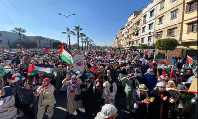 المغرب.. مسيرات حاشدة تضامنا مع غزة ورفضا للتطبيع الإسرائيلي (فيديو) 