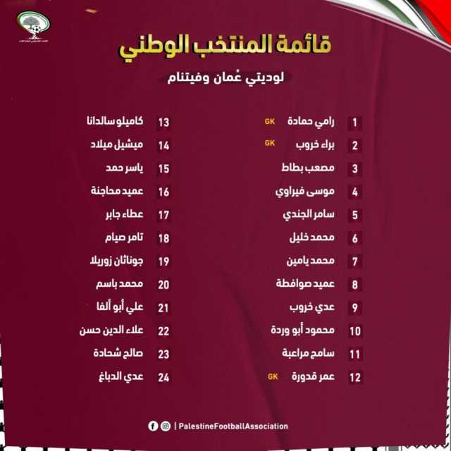 الإعلان عن قائمة 'الفدائي' لوديتيْ عُمان وفيتنام