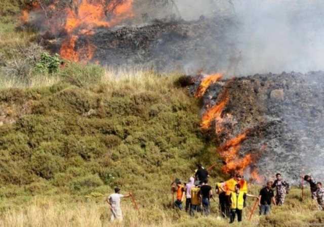 مستعمرون يضرمون النيران في أراض زراعية جنوب نابلس