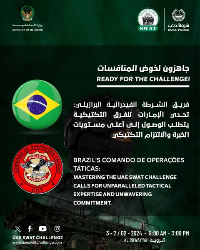 فريق الشرطة البرازيلية يؤكد جهوزيته للمشاركة في “تحدي الإمارات للفرق التكتيكية 2024”