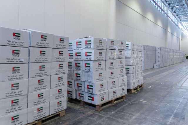 تجهيز 550 طنا من المواد الإغاثية من الإمارات ضمن حملة “تراحم من أجل غزة” في أسبوعها الثاني