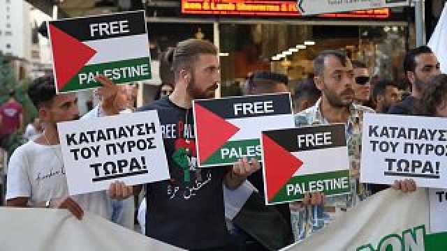شاهد: مظاهرة في العاصمة القبرصية نيقوسيا دعما لفلسطين