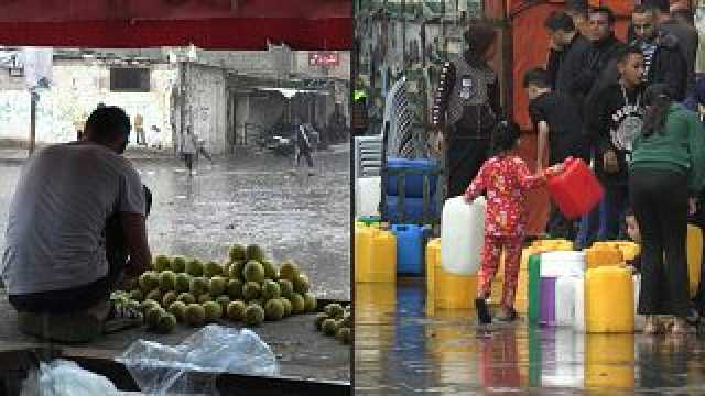 شاهد: أول تساقط للأمطار على غزة يزيد من معاناة النازحين ويغرق خيامهم